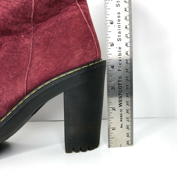 Dr Martens Magdalena Suede Leather Burgundy Ankle Zip Boots Women’s 11 Shoes - Picture 13 of 13
